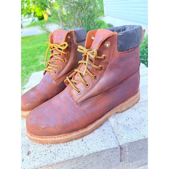 B.A.T. Work Insulated Leather Boots Mens 13 Brown Thermal Oil Resistant Laced